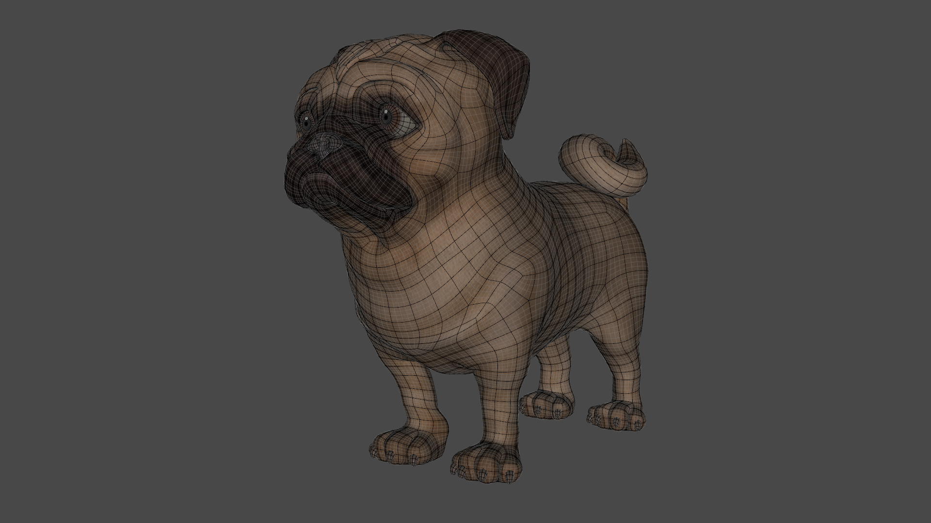 Pug Dog Toon Rigged Low-poly 3D model_14