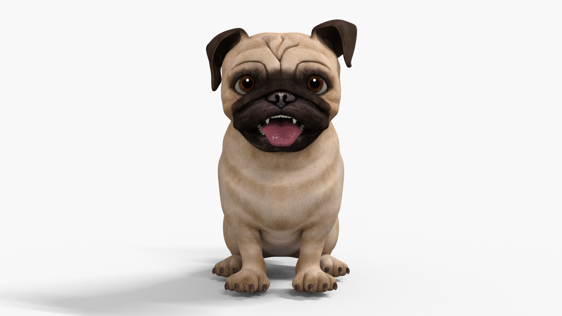 Pug Dog Toon Rigged Low-poly 3D model_1