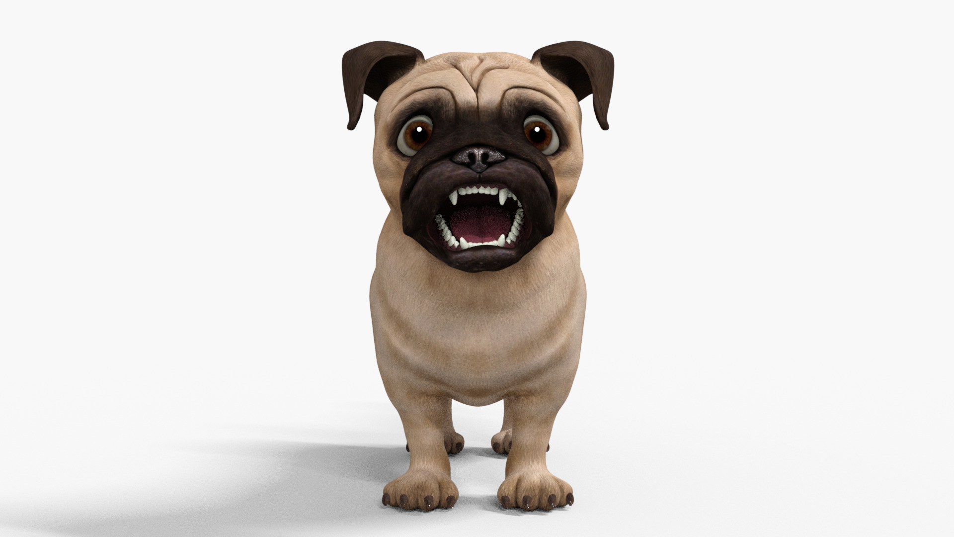 Pug Dog Toon Rigged Low-poly 3D model_7