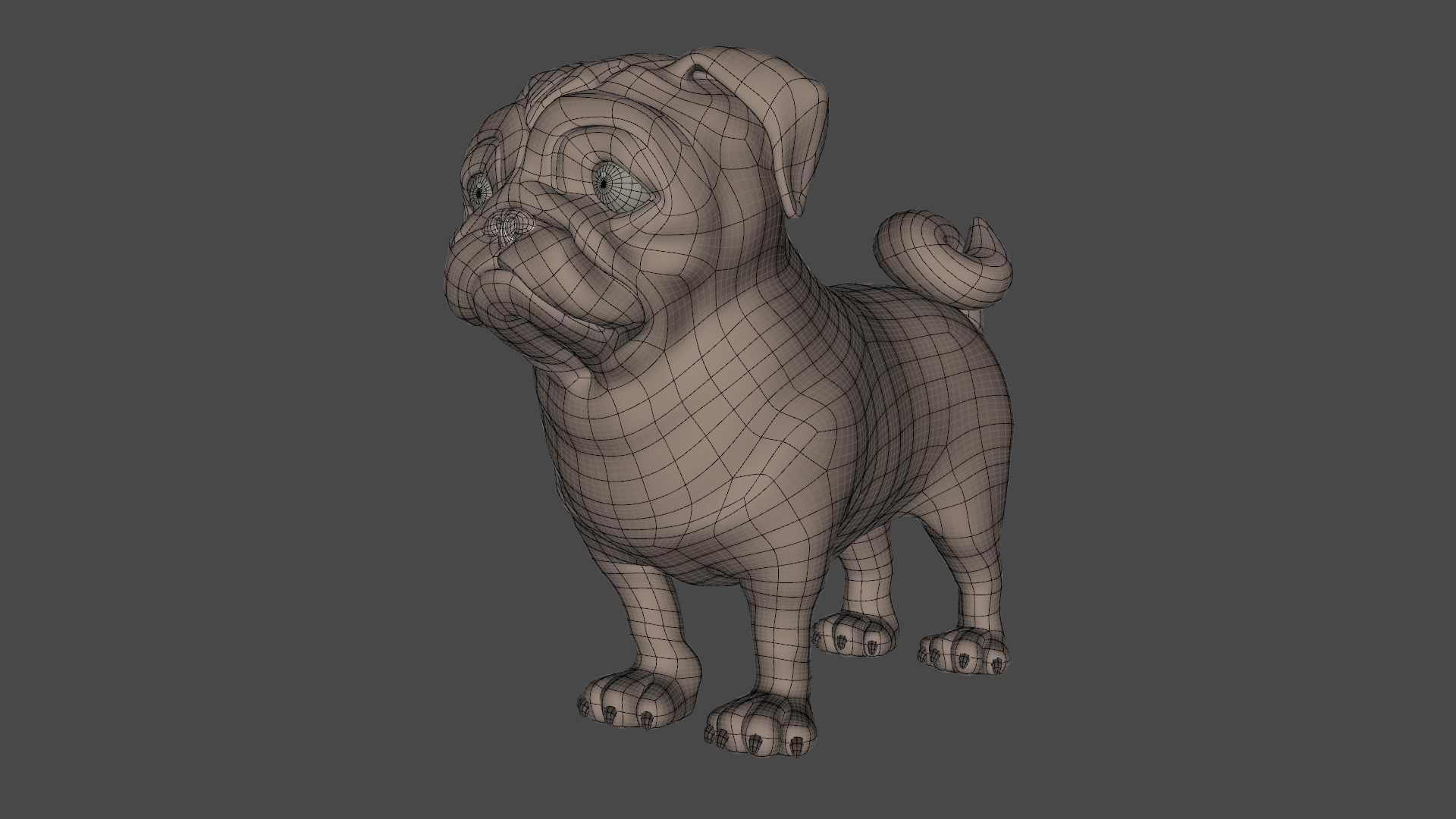 Pug Dog Toon Rigged Low-poly 3D model_16