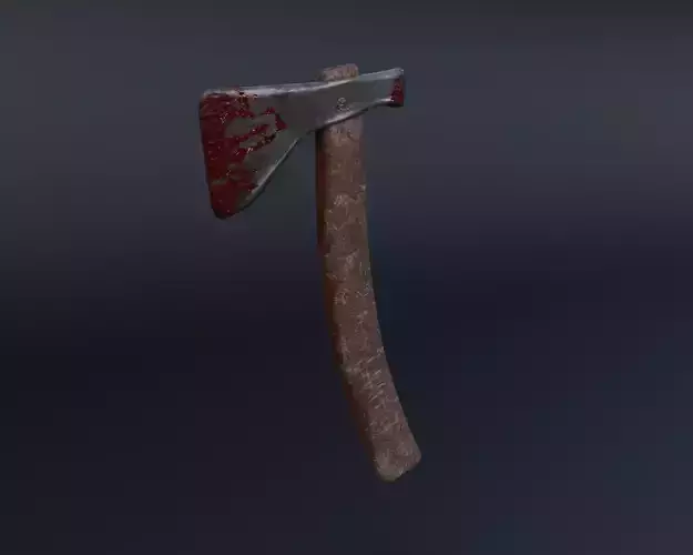 Blood covered wooden axe
