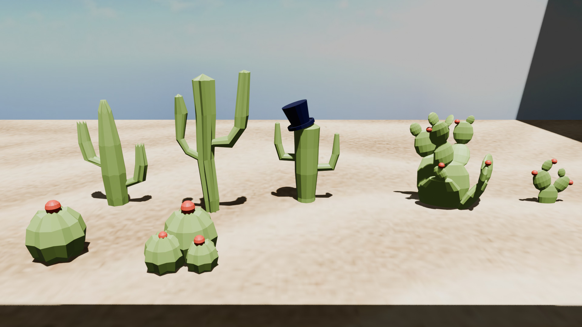 Cactus Low Poly Pack Low-poly 3D model_1