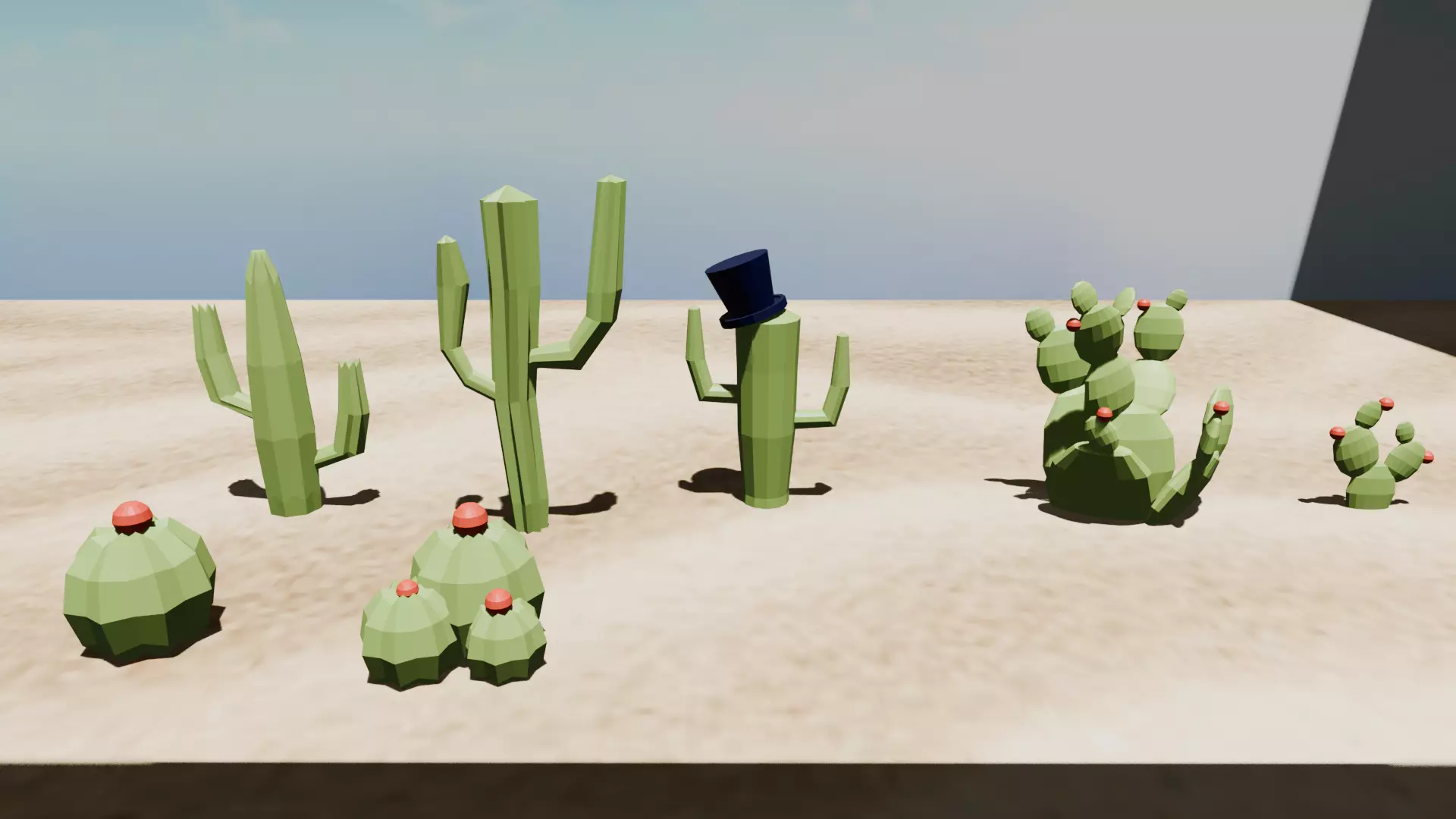 Cactus Low Poly Pack Low-poly 3D model_0