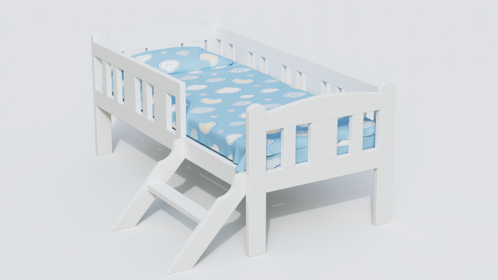Bed 03 Low-poly 3D model_3