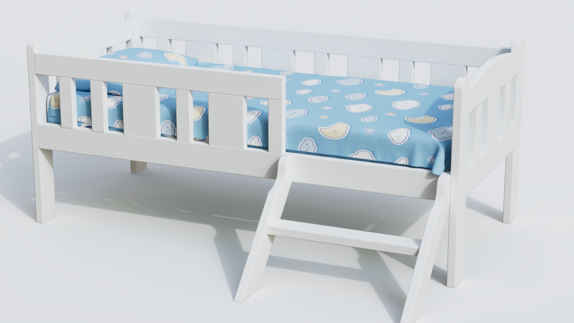 Bed 03 Low-poly 3D model_4