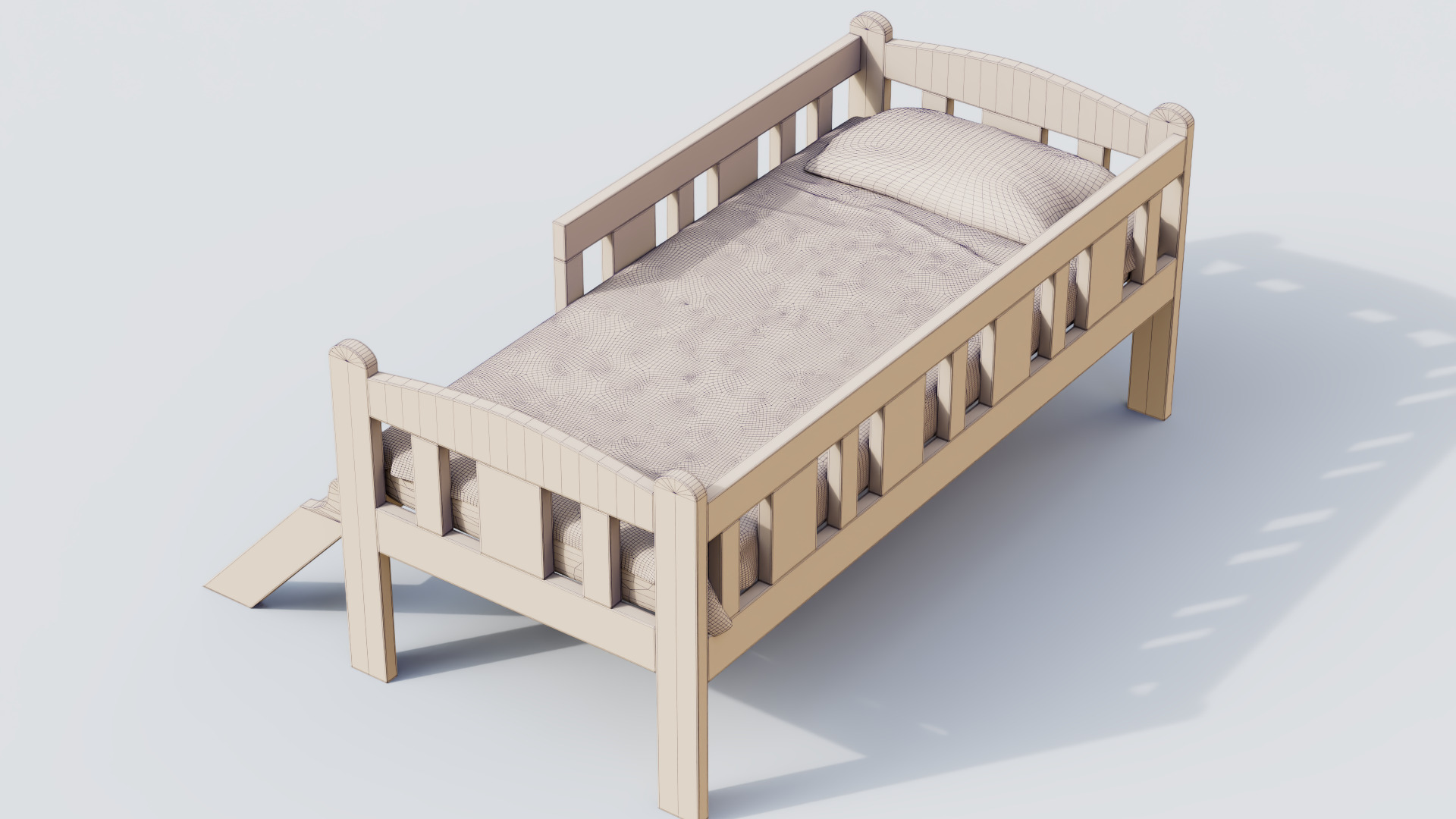 Bed 03 Low-poly 3D model_7