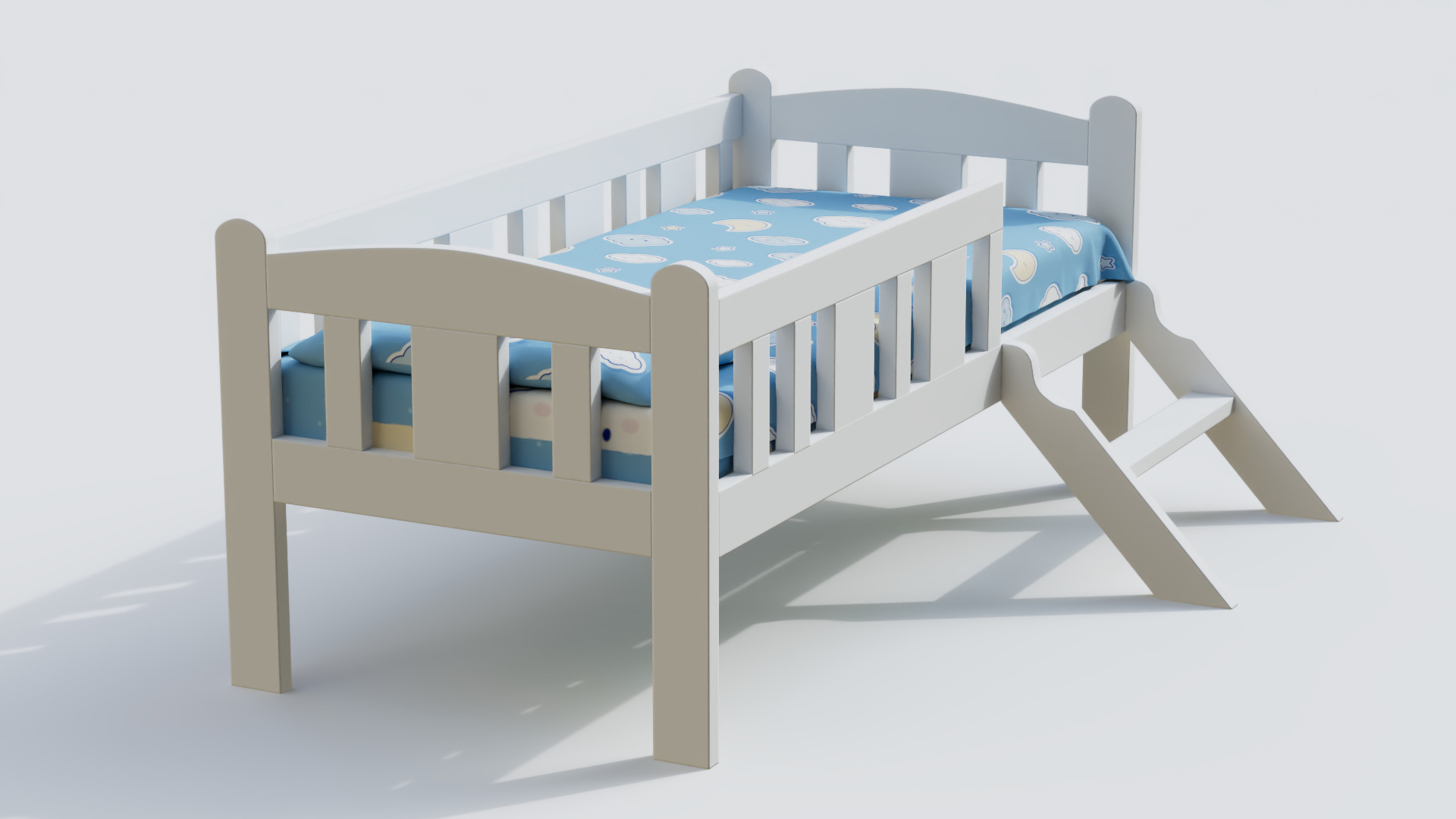 Bed 03 Low-poly 3D model_2