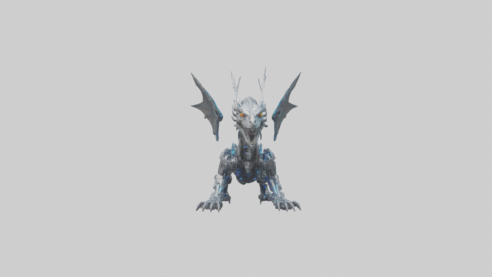 Cybernetic Dragon statue model Low-poly 3D model_19