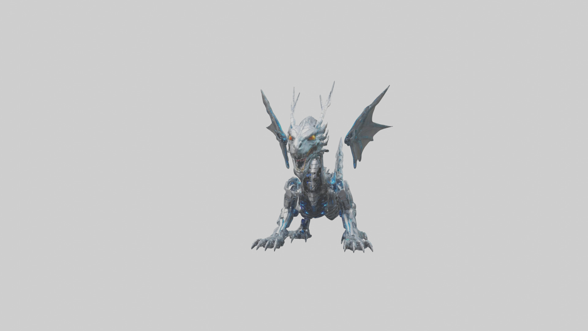 Cybernetic Dragon statue model Low-poly 3D model_13