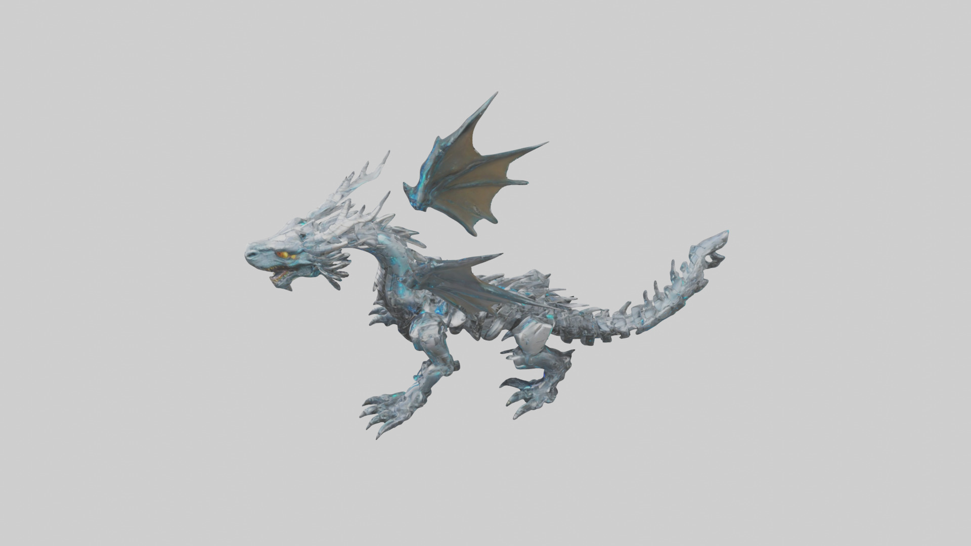 Cybernetic Dragon statue model Low-poly 3D model_27