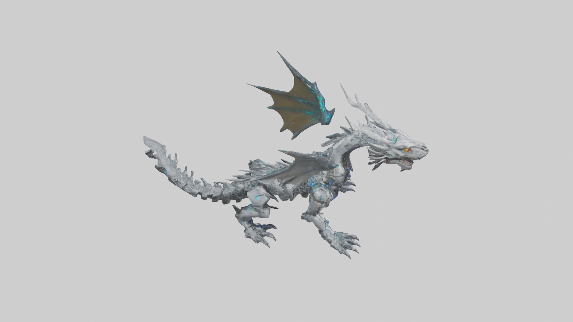 Cybernetic Dragon statue model Low-poly 3D model_28