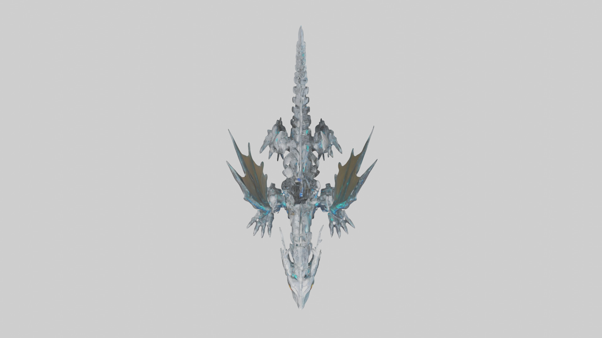 Cybernetic Dragon statue model Low-poly 3D model_24