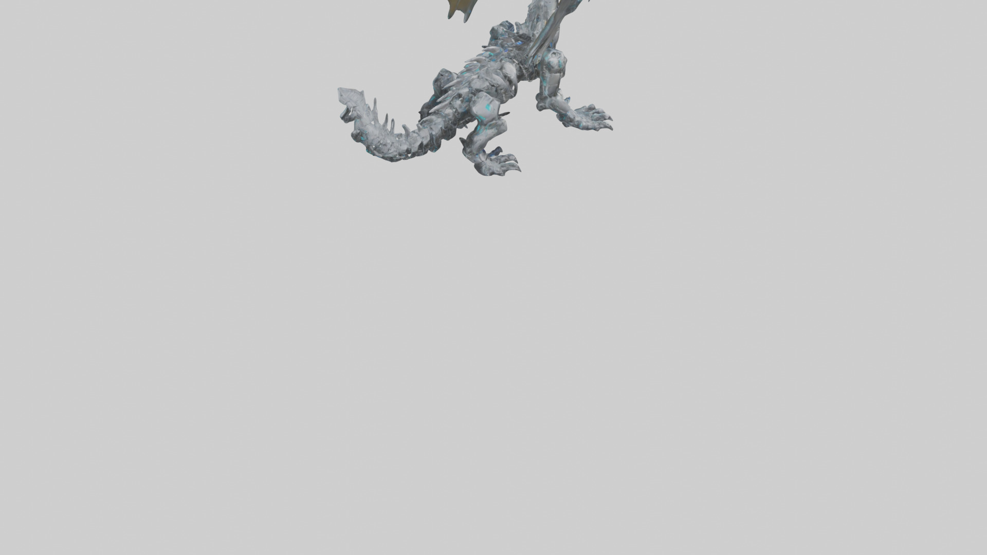 Cybernetic Dragon statue model Low-poly 3D model_6