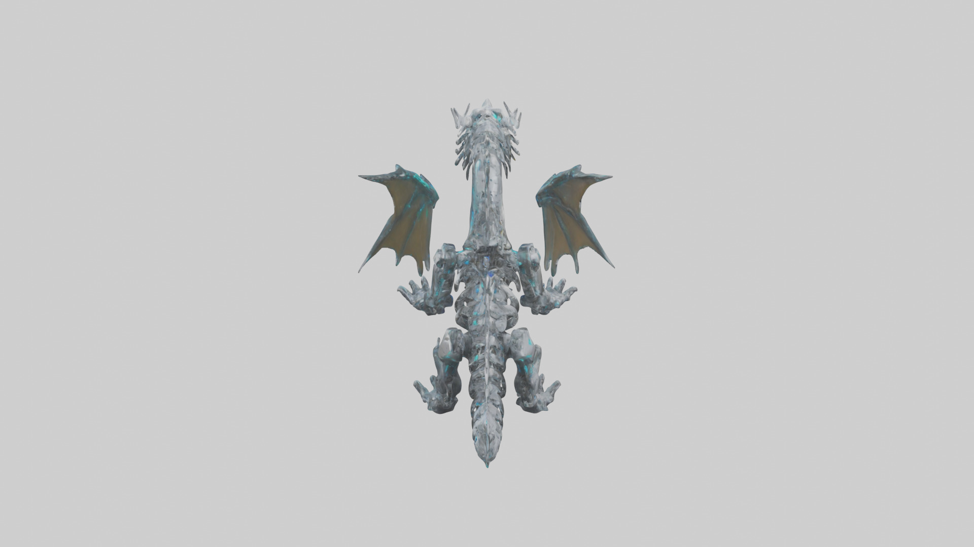 Cybernetic Dragon statue model Low-poly 3D model_25