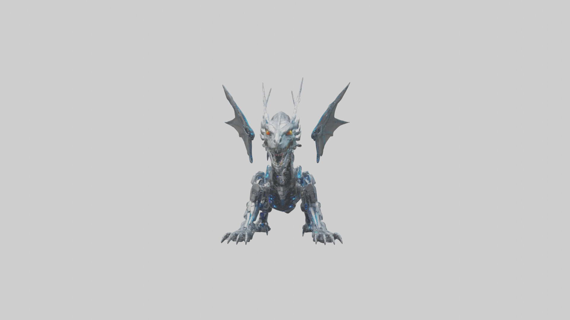 Cybernetic Dragon statue model Low-poly 3D model_14