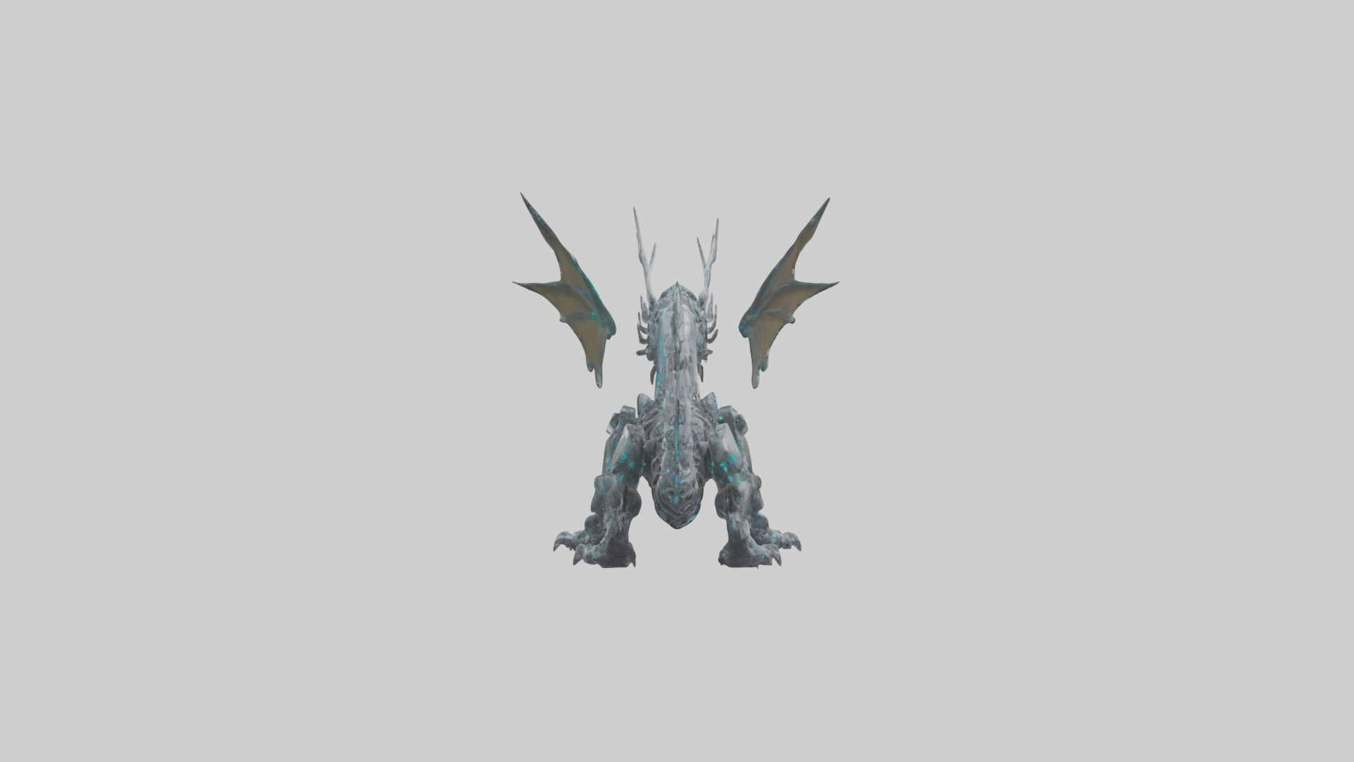 Cybernetic Dragon statue model Low-poly 3D model_2