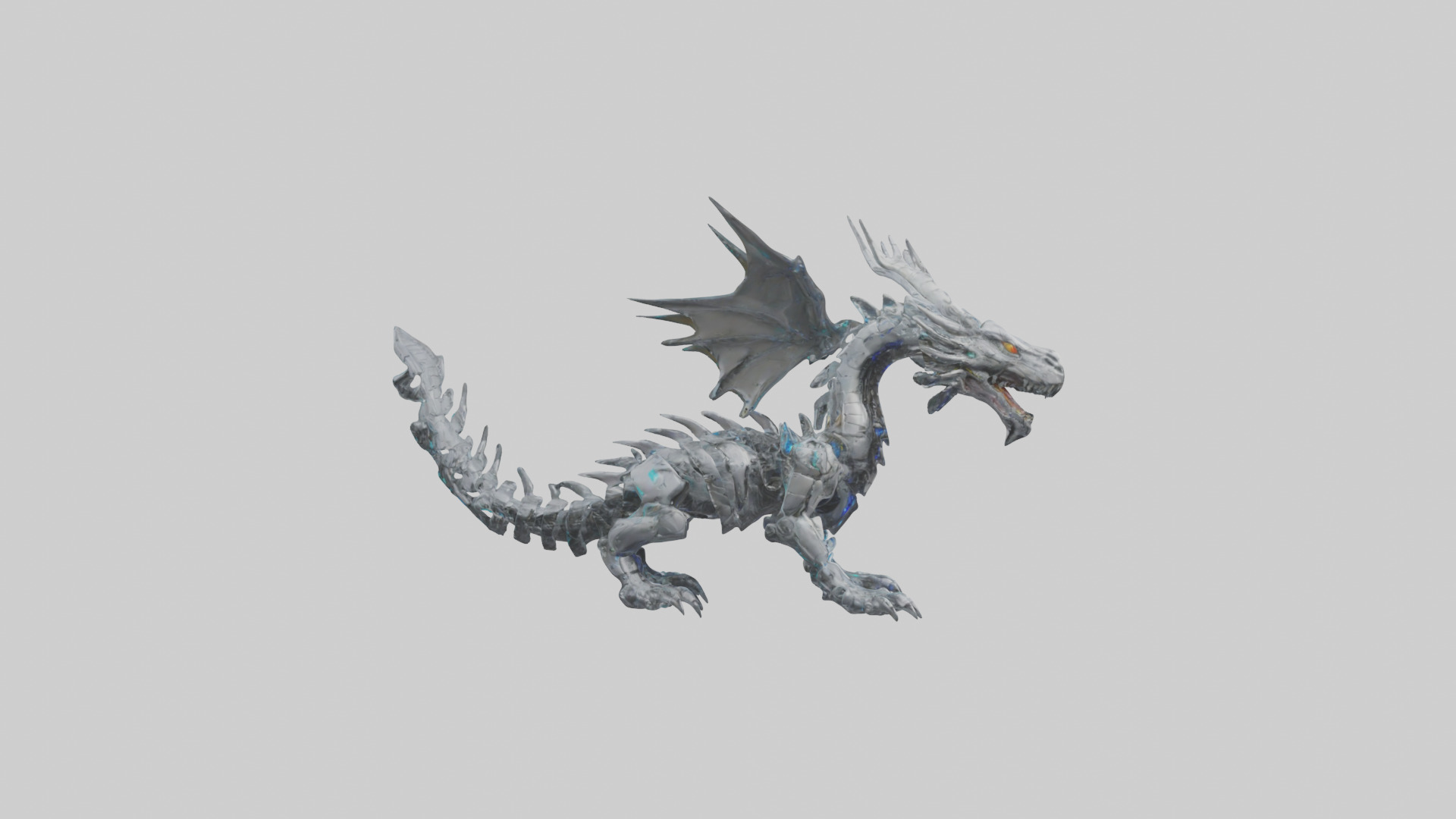 Cybernetic Dragon statue model Low-poly 3D model_23