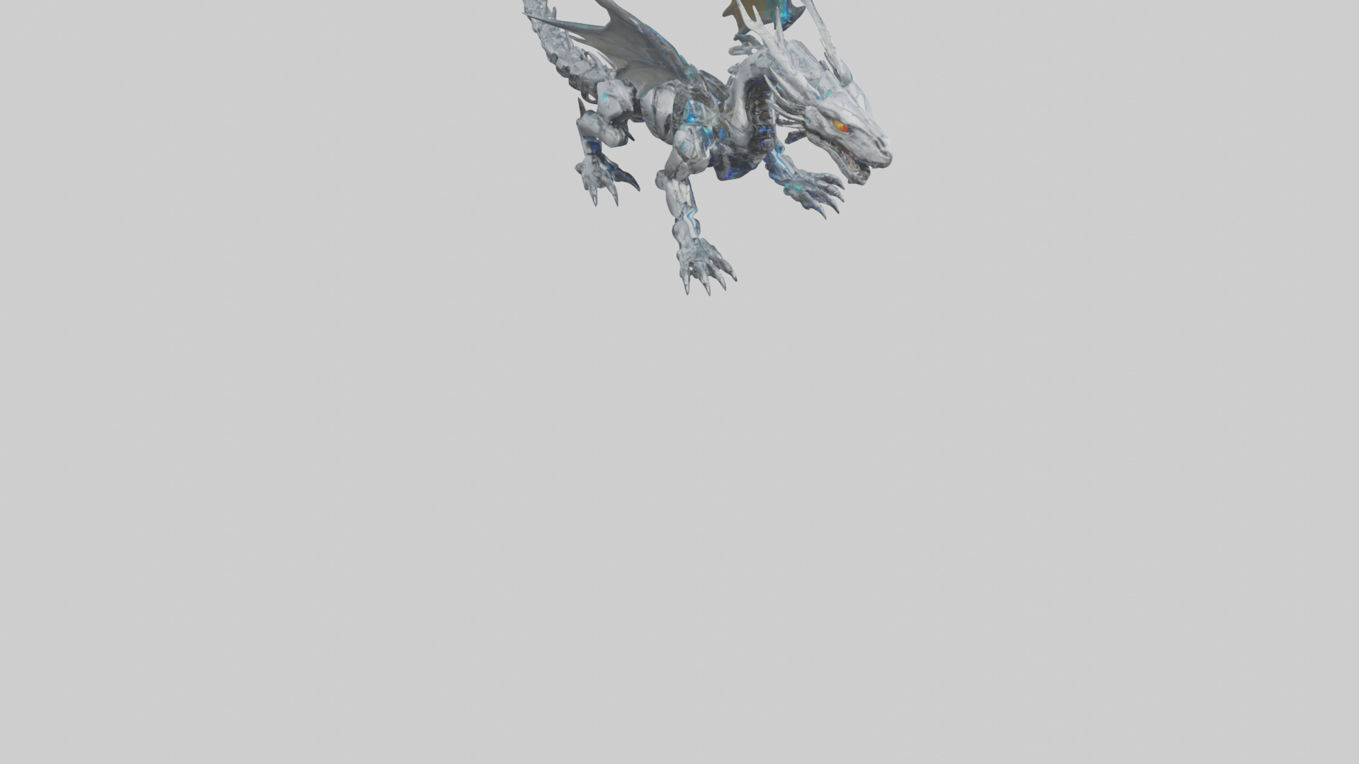 Cybernetic Dragon statue model Low-poly 3D model_8