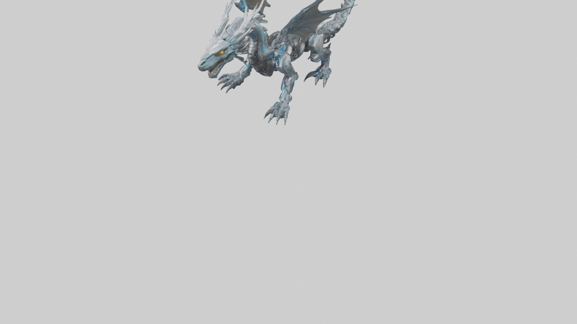 Cybernetic Dragon statue model Low-poly 3D model_7