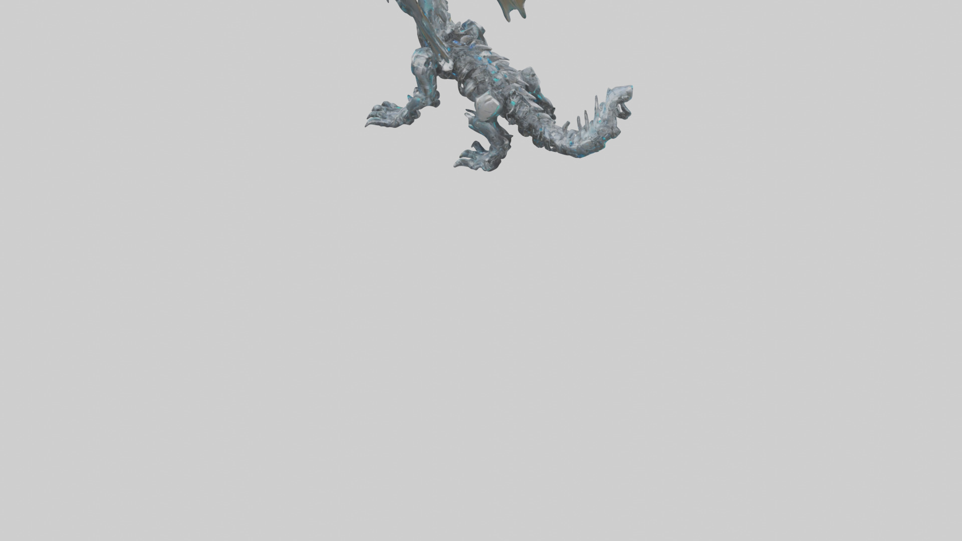 Cybernetic Dragon statue model Low-poly 3D model_5