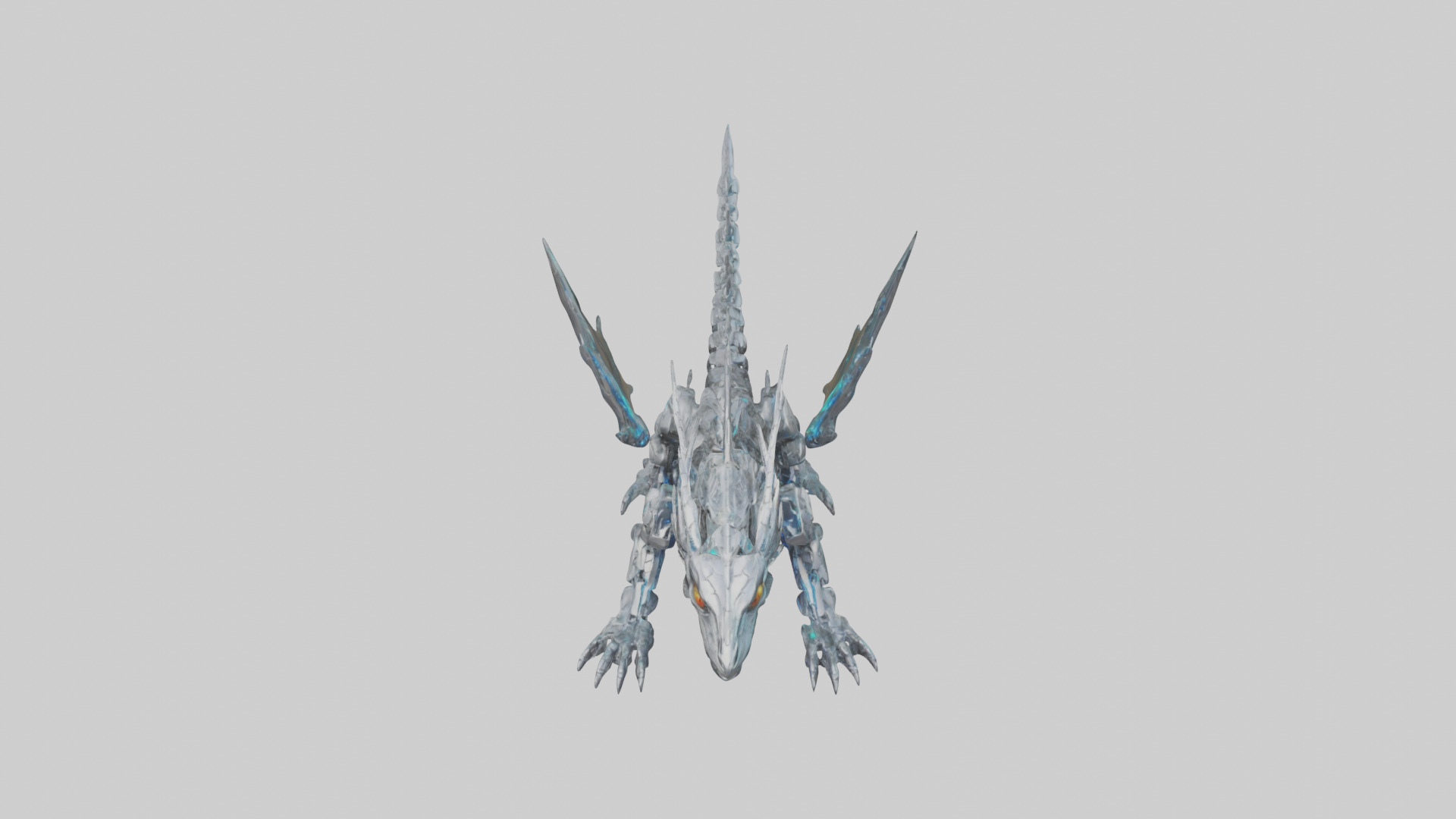 Cybernetic Dragon statue model Low-poly 3D model_26