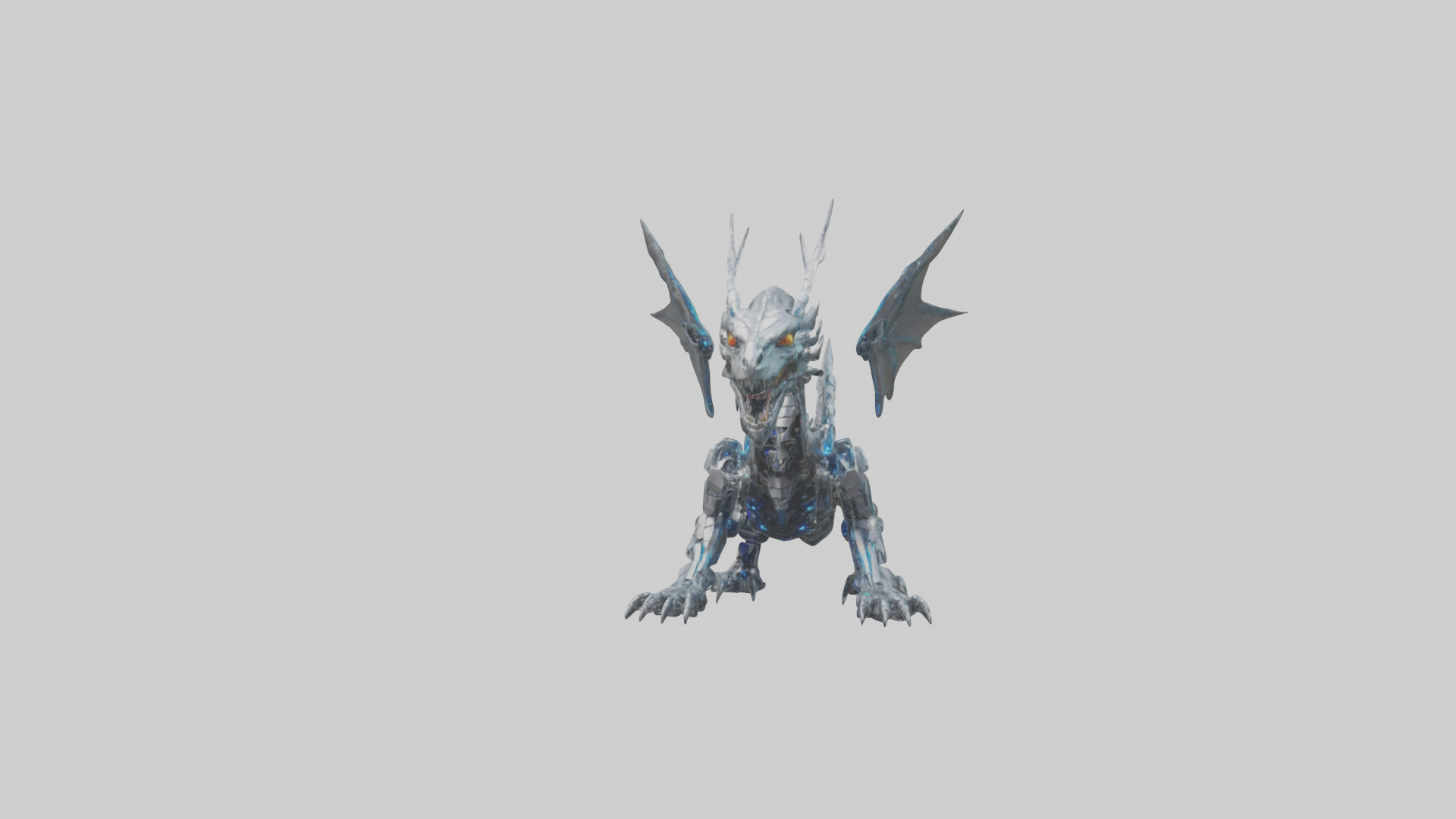 Cybernetic Dragon statue model Low-poly 3D model_15