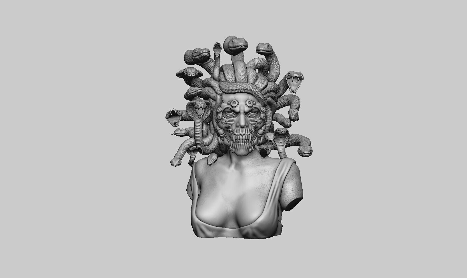 Medusa robot skull bust Cyborg medusa skull robot 3D print model_6