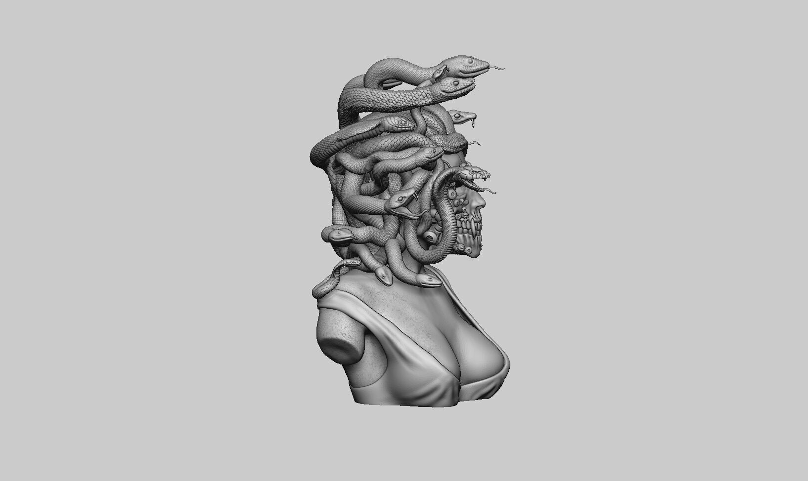 Medusa robot skull bust Cyborg medusa skull robot 3D print model_8