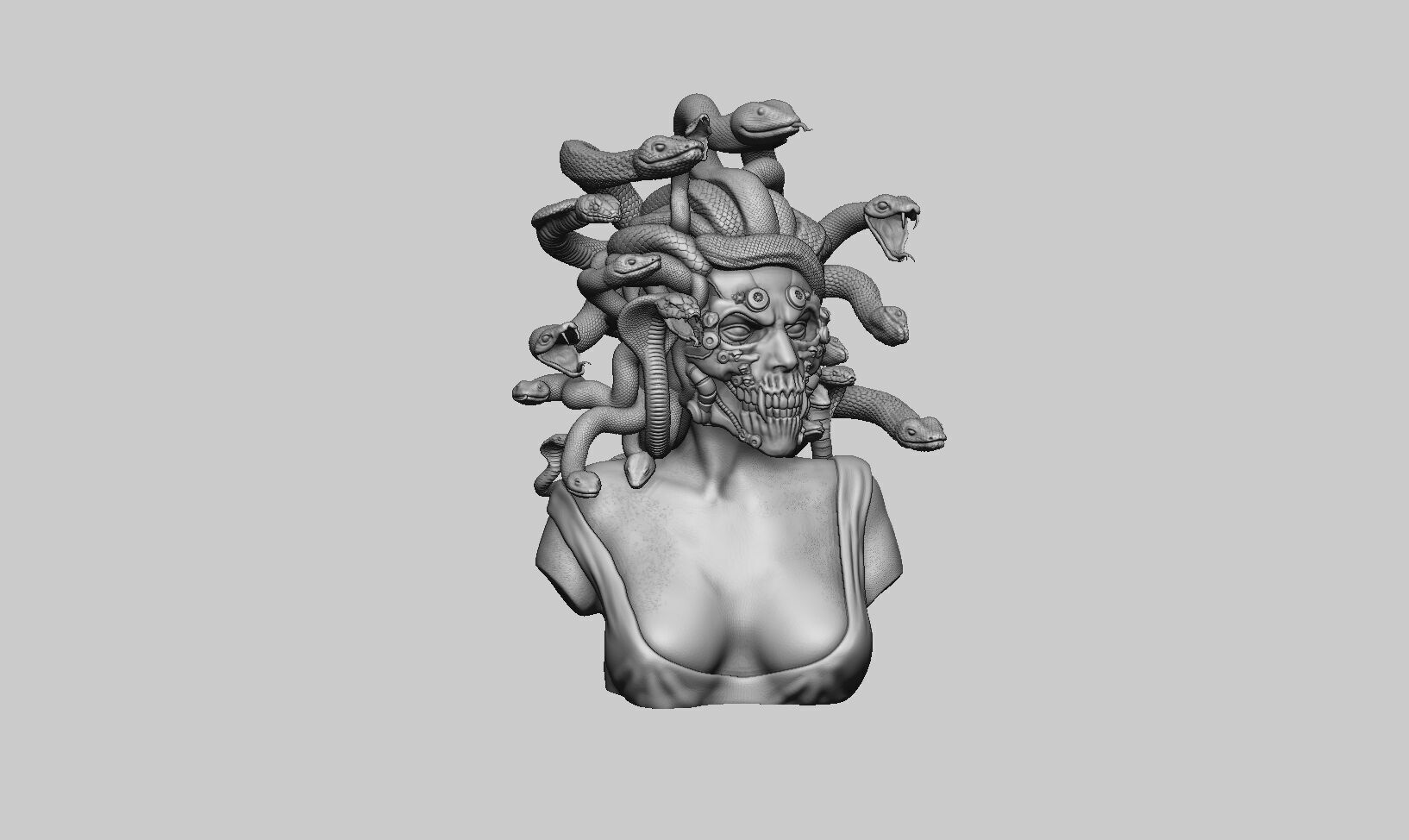 Medusa robot skull bust Cyborg medusa skull robot 3D print model_7