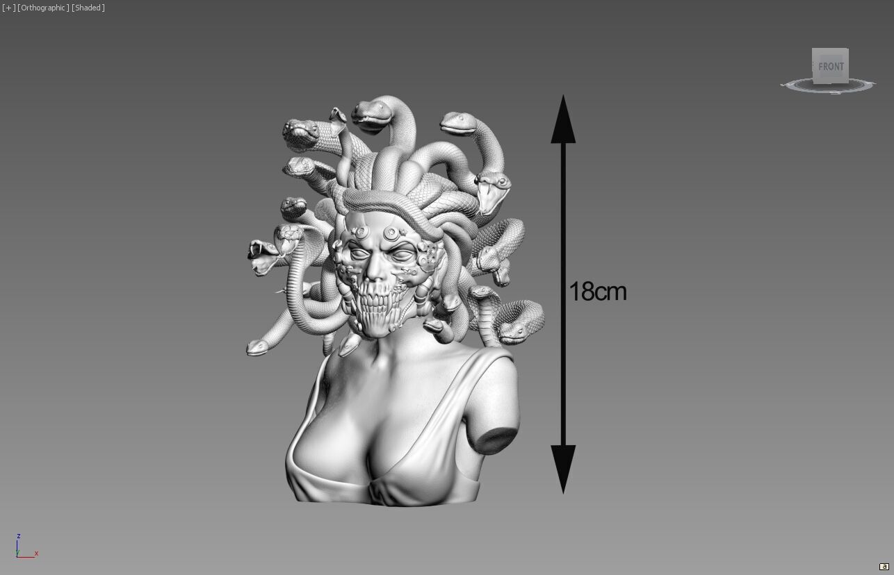 Medusa robot skull bust Cyborg medusa skull robot 3D print model_3