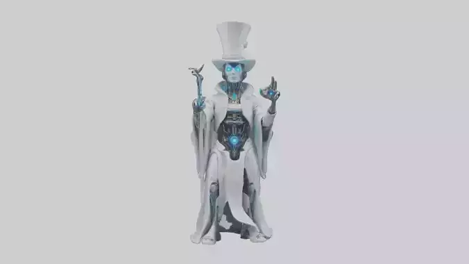 Cybernetic Magician statue model Low-poly 3D model
