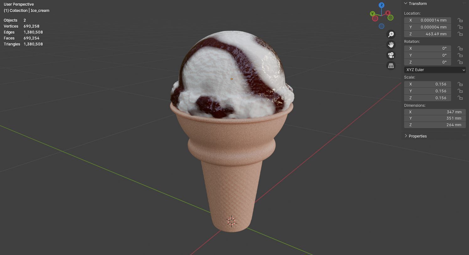 Chocolate Symphony in a Waffle Cone ice cream 3D model 3D model_13