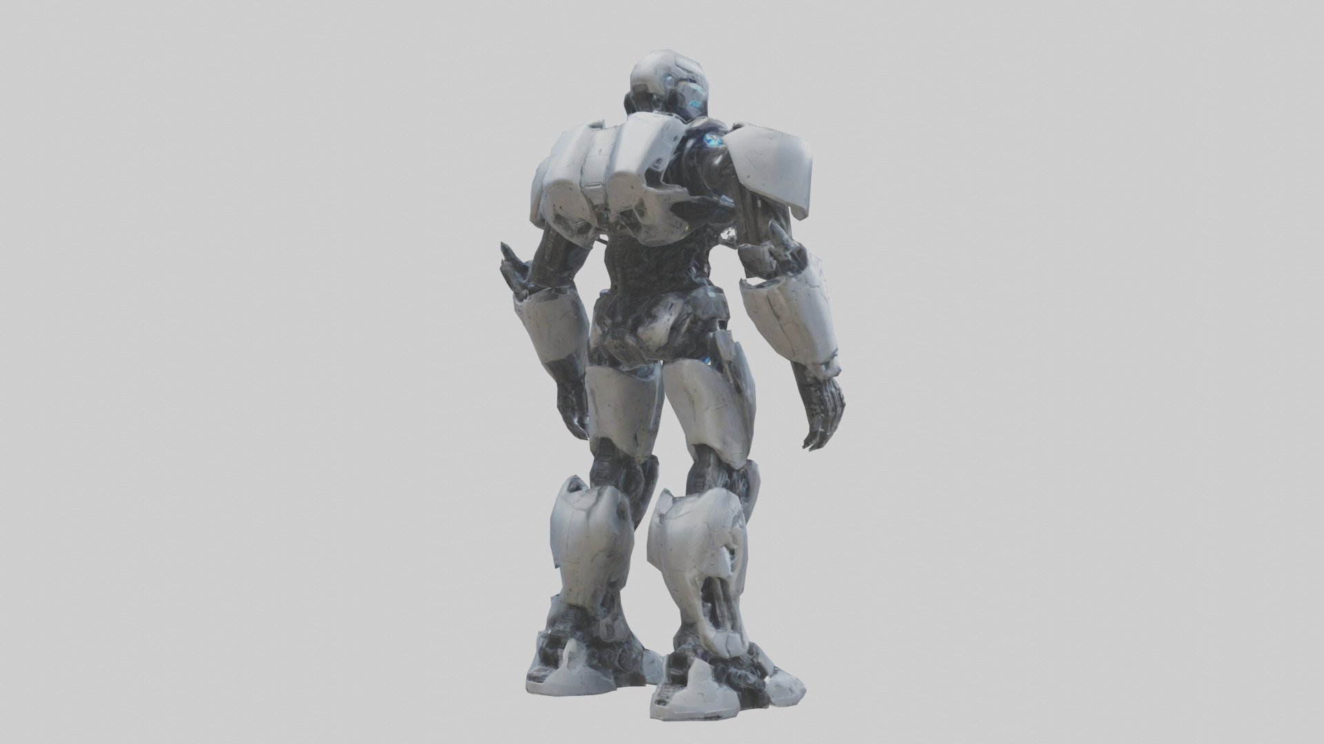 Cybernetic War Machine statue model Low-poly 3D model_4