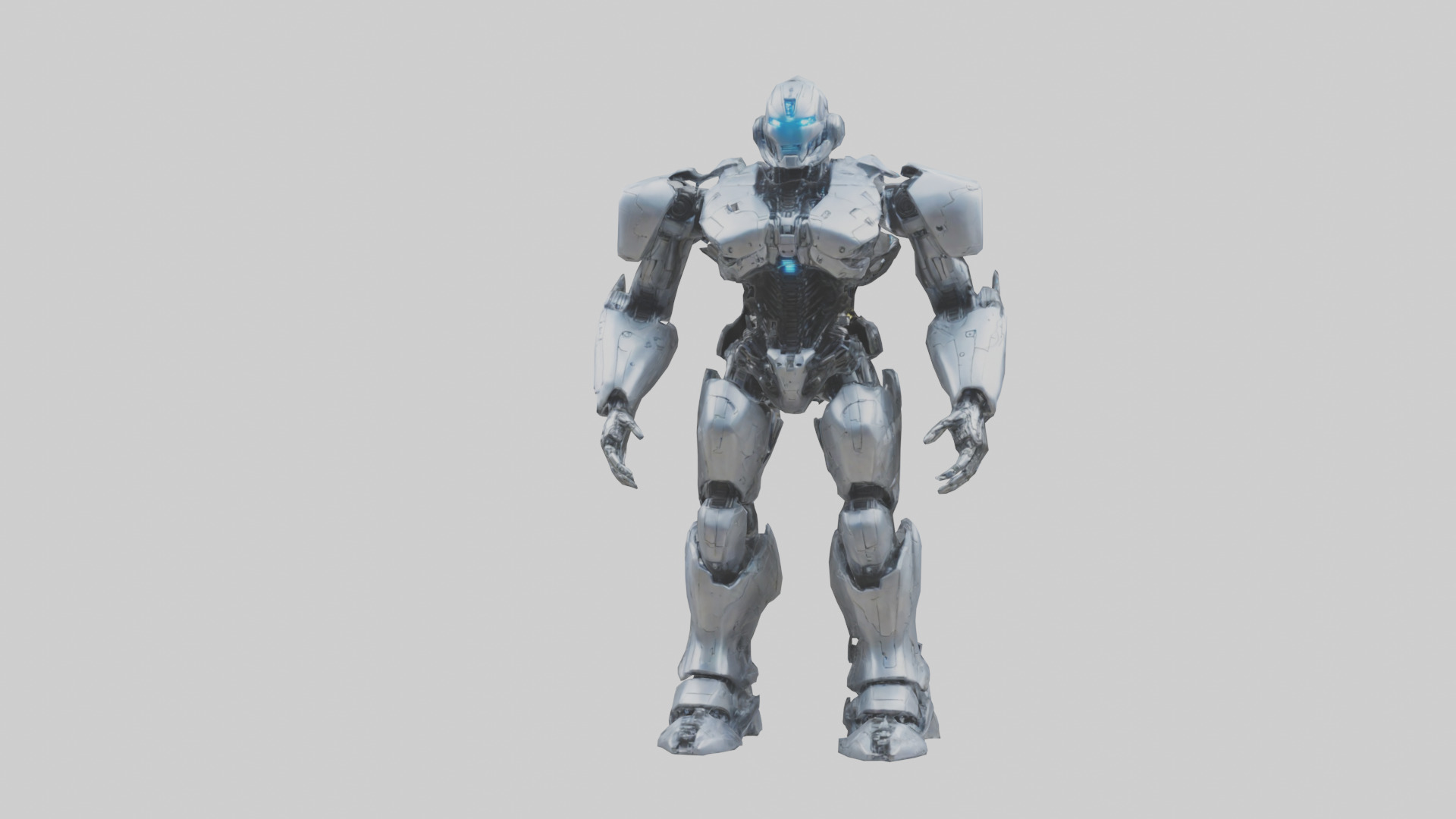 Cybernetic War Machine statue model Low-poly 3D model_1