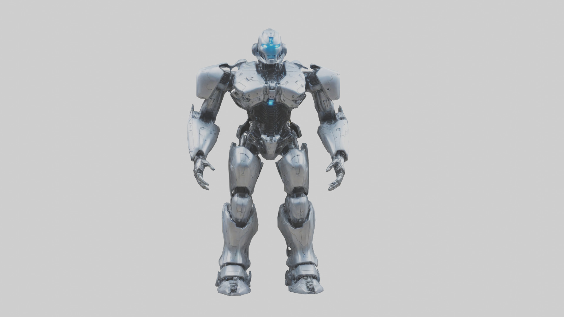 Cybernetic War Machine statue model Low-poly 3D model_17