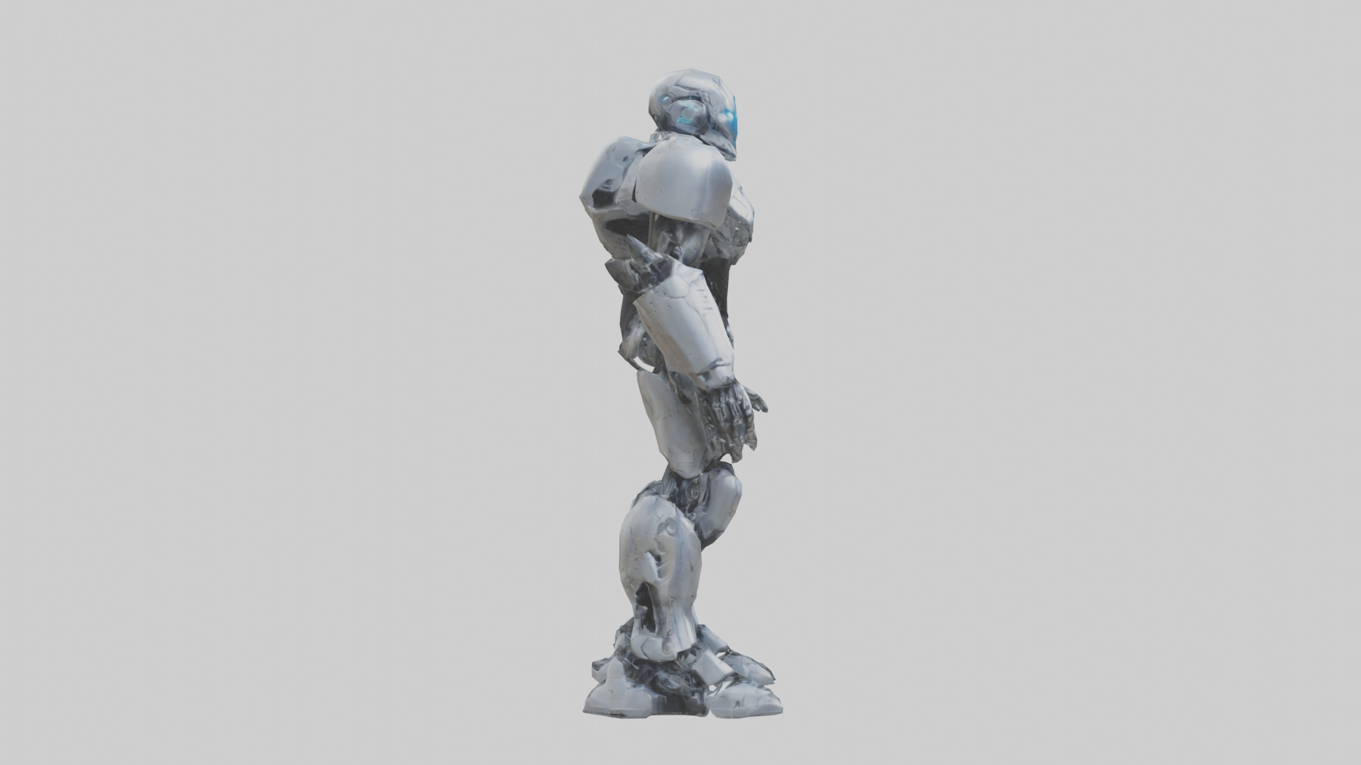 Cybernetic War Machine statue model Low-poly 3D model_23