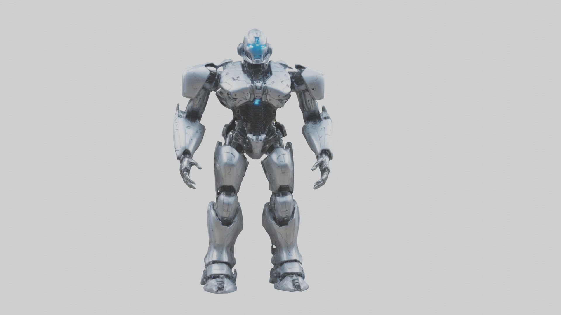 Cybernetic War Machine statue model Low-poly 3D model_20
