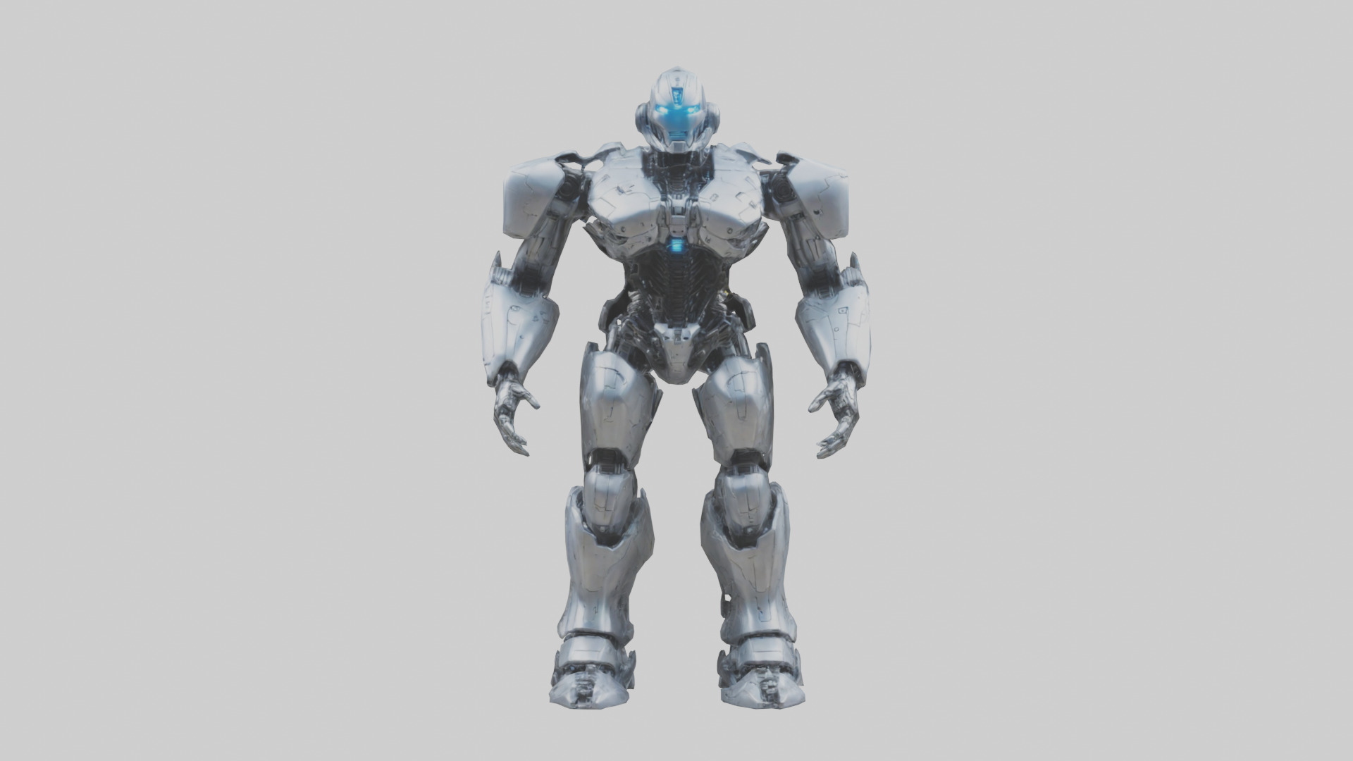Cybernetic War Machine statue model Low-poly 3D model_11