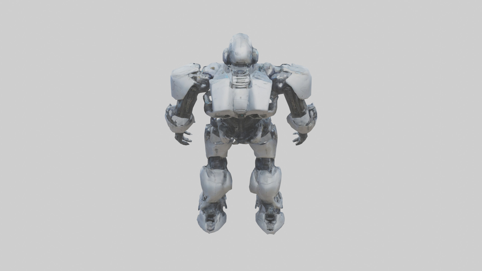 Cybernetic War Machine statue model Low-poly 3D model_25