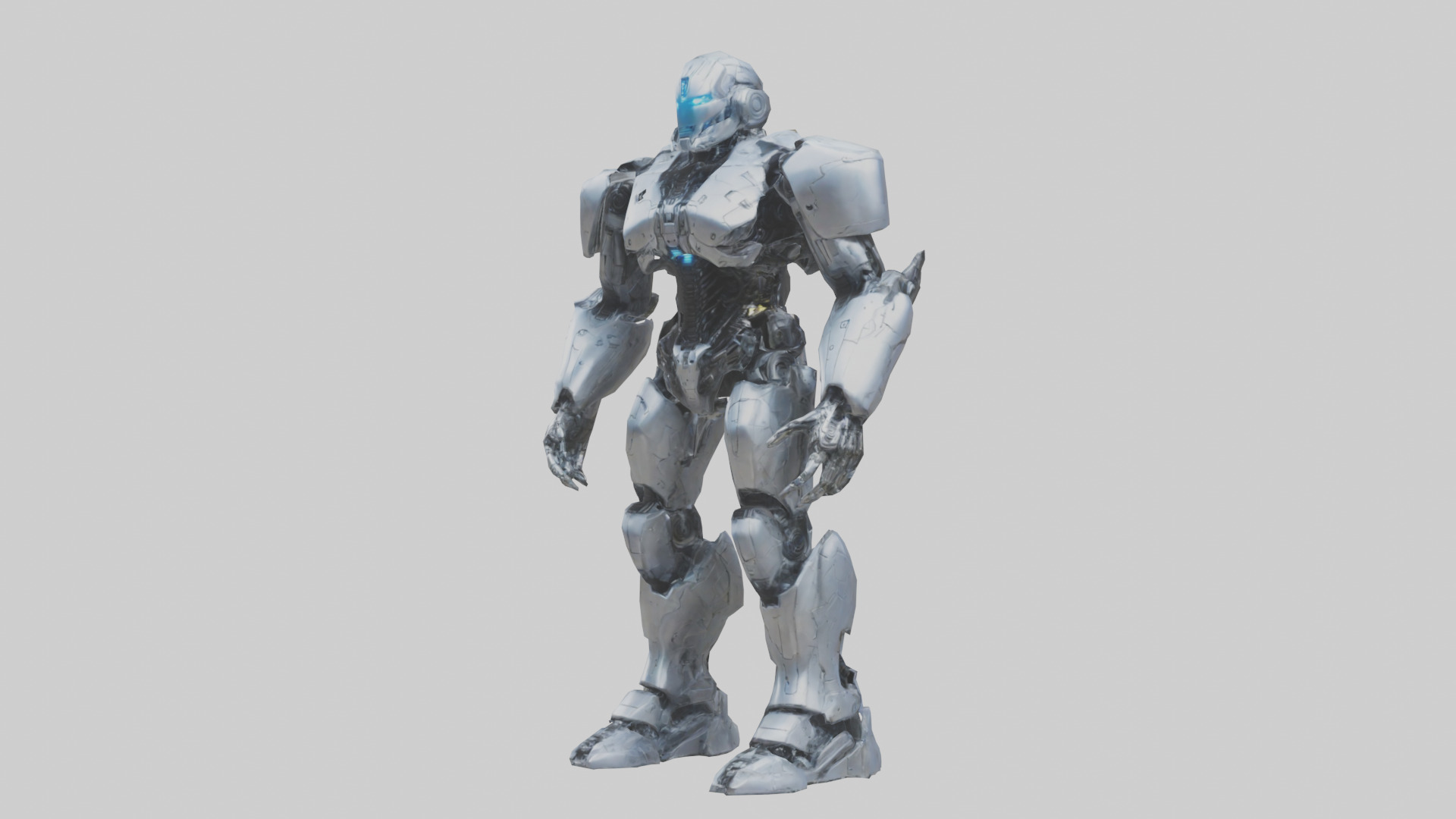Cybernetic War Machine statue model Low-poly 3D model_12