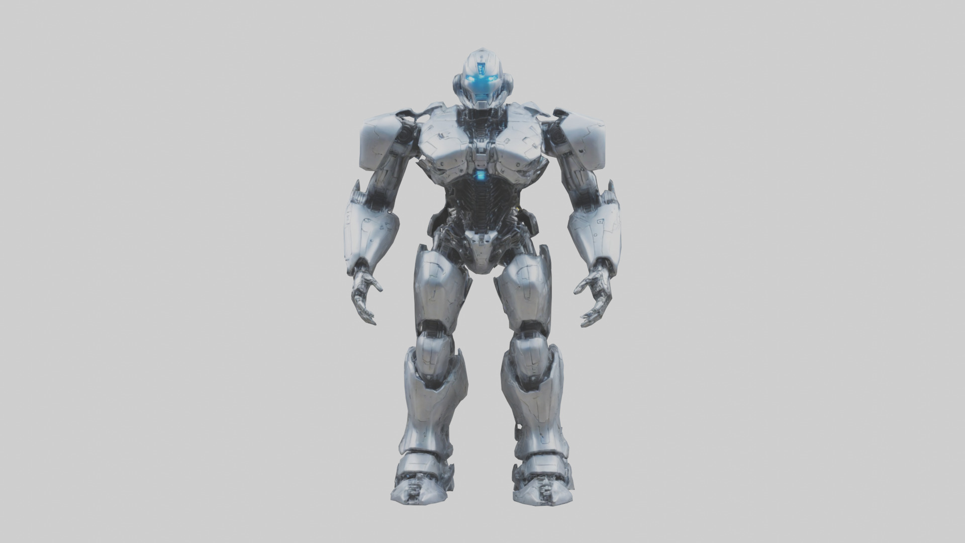 Cybernetic War Machine statue model Low-poly 3D model_14