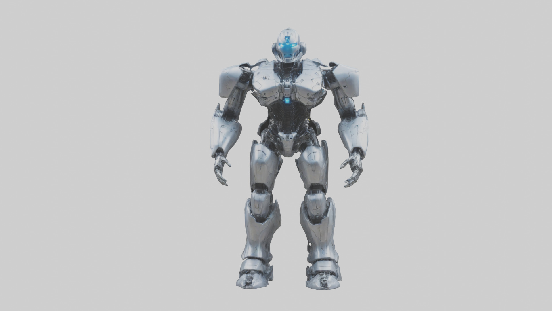 Cybernetic War Machine statue model Low-poly 3D model_13