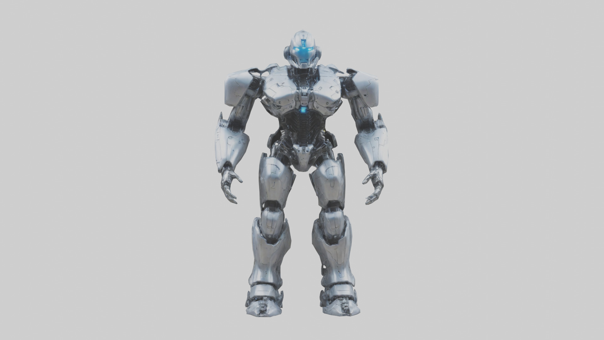Cybernetic War Machine statue model Low-poly 3D model_19