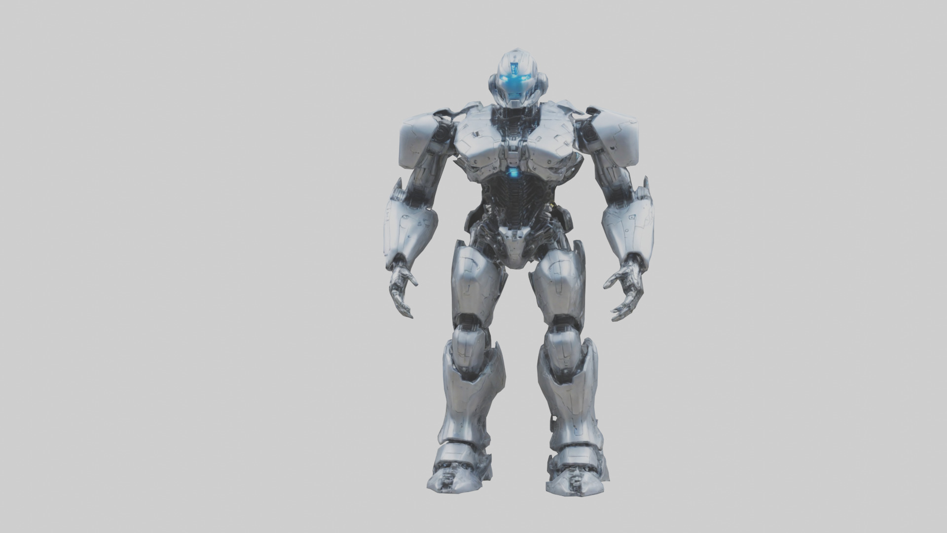 Cybernetic War Machine statue model Low-poly 3D model_15