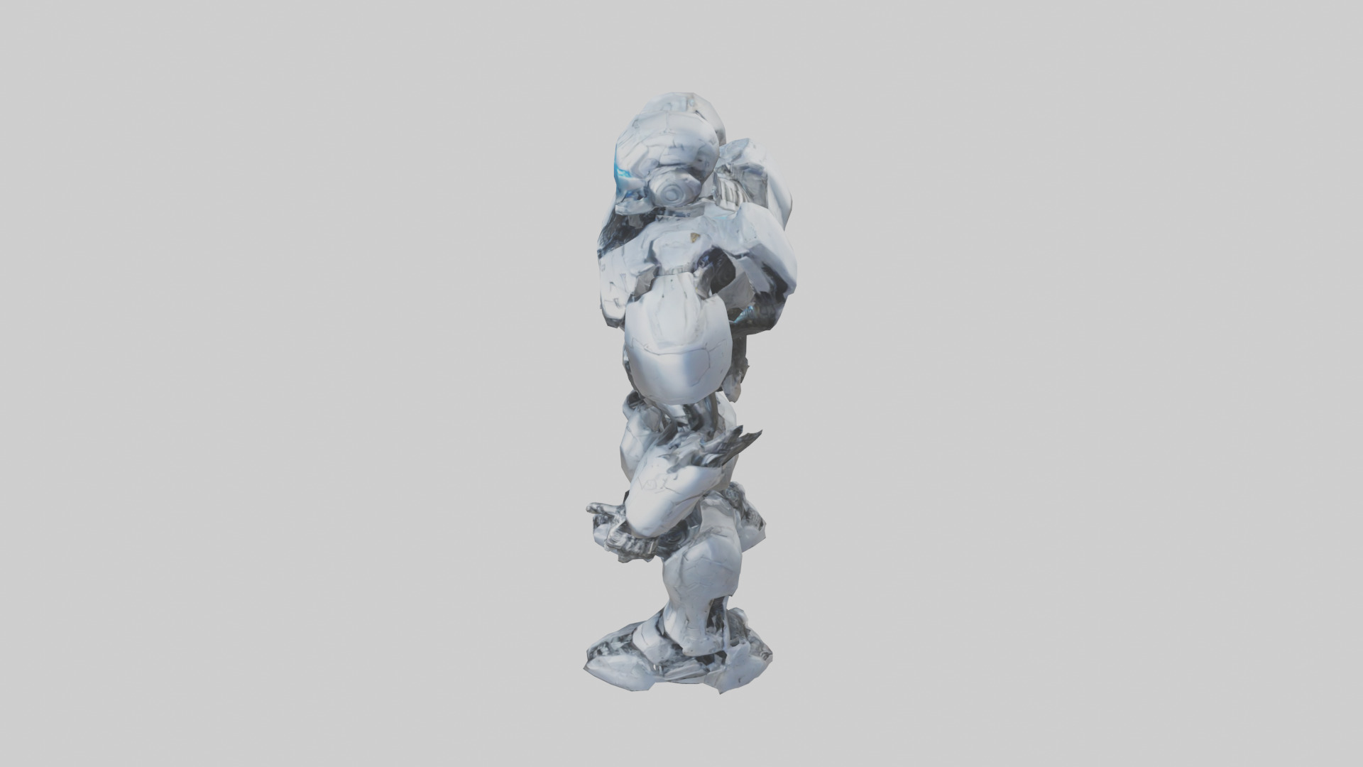 Cybernetic War Machine statue model Low-poly 3D model_27