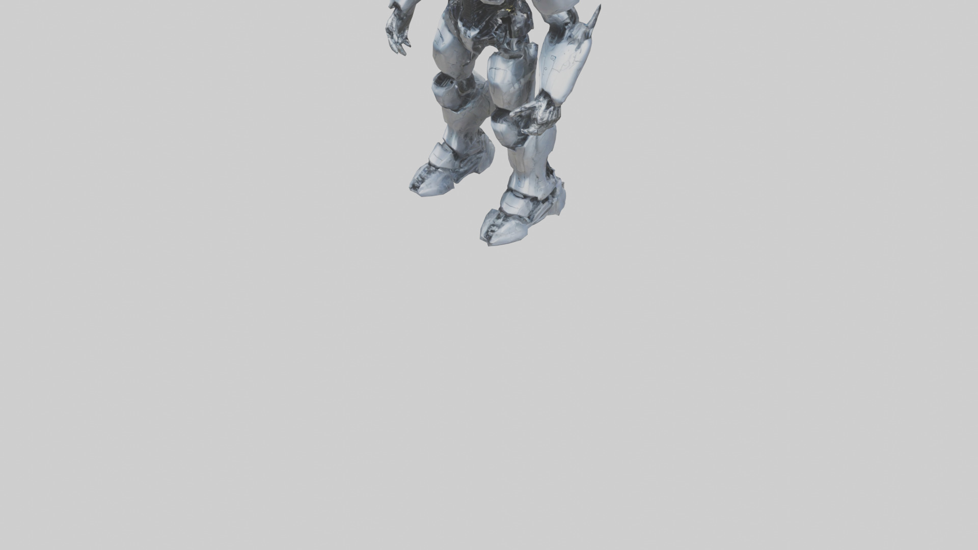 Cybernetic War Machine statue model Low-poly 3D model_7