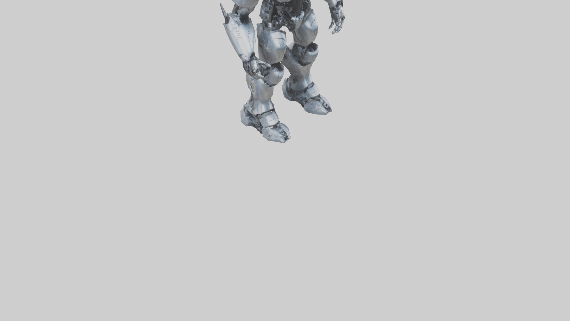 Cybernetic War Machine statue model Low-poly 3D model_8