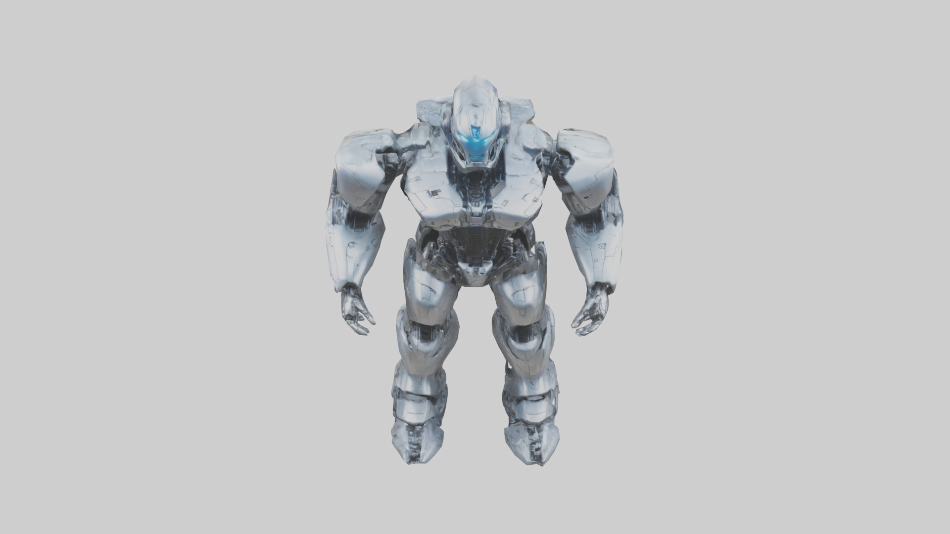 Cybernetic War Machine statue model Low-poly 3D model_26