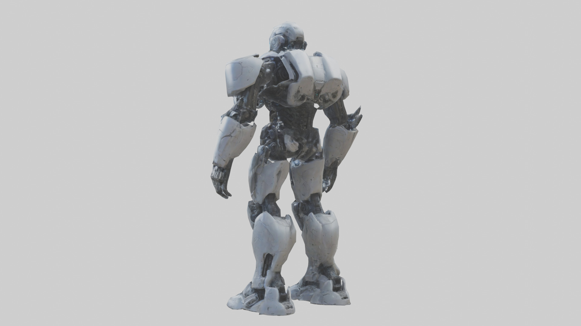 Cybernetic War Machine statue model Low-poly 3D model_3