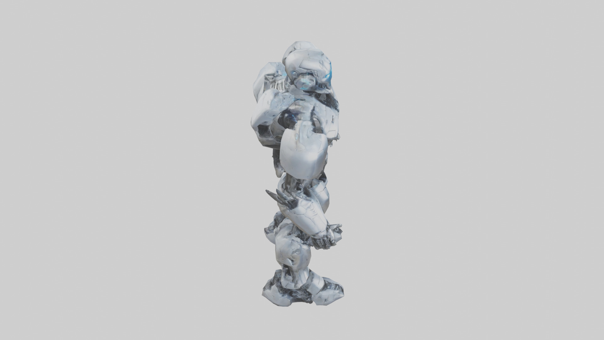Cybernetic War Machine statue model Low-poly 3D model_28